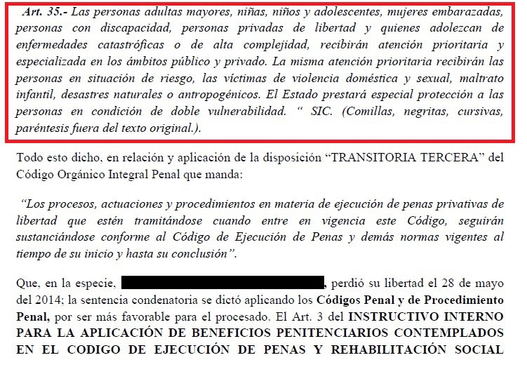 ❌Hace menos de dos años, un juez en Cuenca liberó a un sujeto que estaba preso por la violación de tres niñas, invocando y basándose en la generalidad del artículo 35 de la Constitución que establece que los privados de la libertad son parte de la población vulnerable. Usando