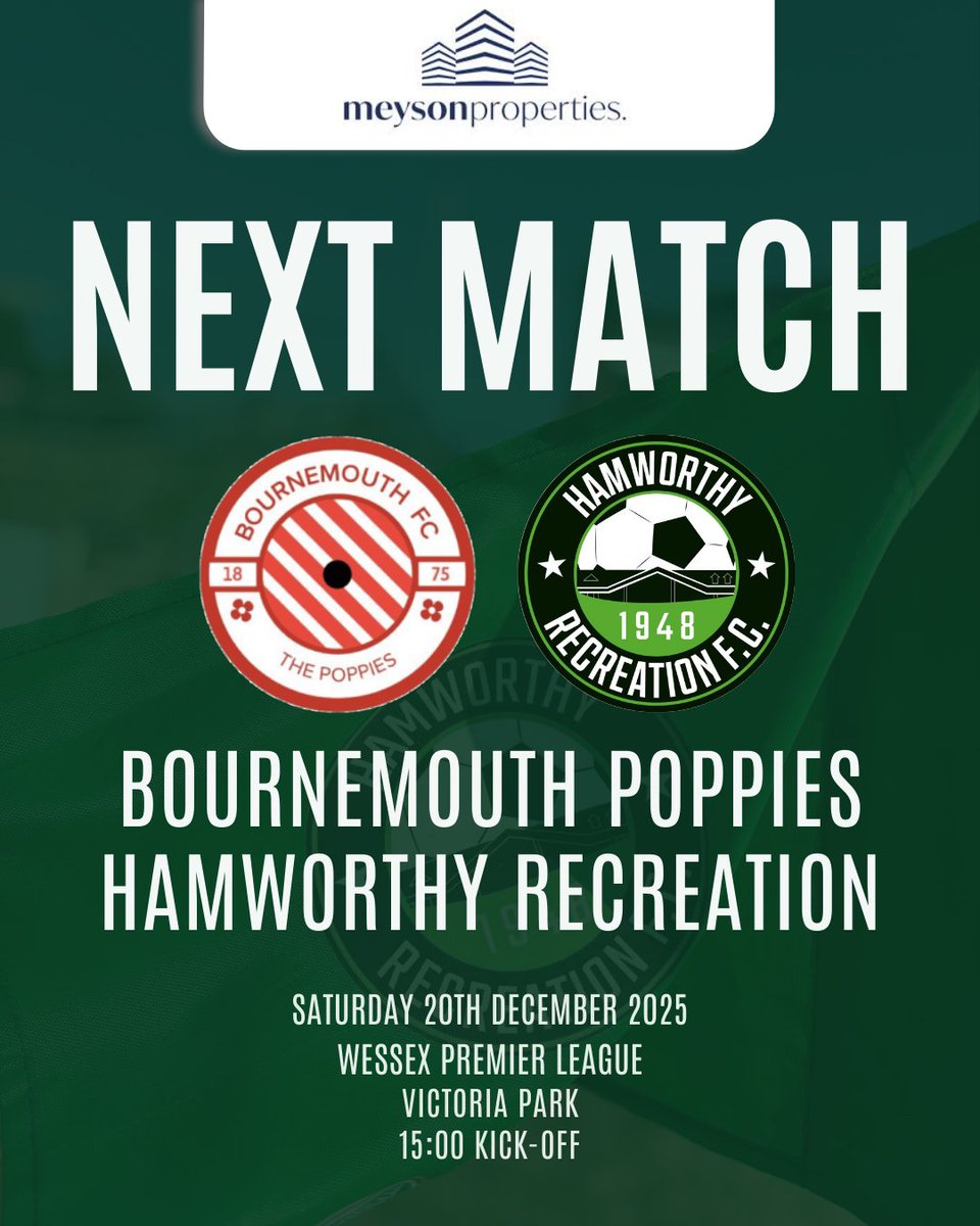 𝗨𝗽 𝗡𝗲𝘅𝘁 🔜 

We are away again this Saturday vs <a href="/O_BournemouthFC/">Bournemouth FC</a> in the Wessex Premier League. 

⏰ 15:00 Kick-Off

#HamworthyRec #WessexPremierLeague 

<a href="/swsportsnews/">South West Sports News</a>