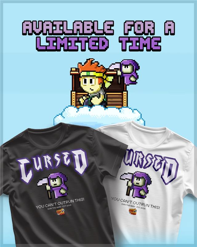 DantheManGame's tweet photo. Dan opened a secret chest. Everything went wrong.
The Cursed Tee is live - limited time only!
🟧 https://t.co/JiuPtBnAhE

Part of the Limited Collection on the Halfbrick merch store.
Ends Dec 31 @ 11:59PM PST. https://t.co/4kkvYqAvOH