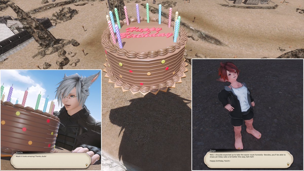 With it being <a href="/Yoichi_catboy/">Yoichi size catboy</a> 's b'day today, Giga made em a bigge cake! Course, he naturally shows up in a BIG way to enjoy it 🤭