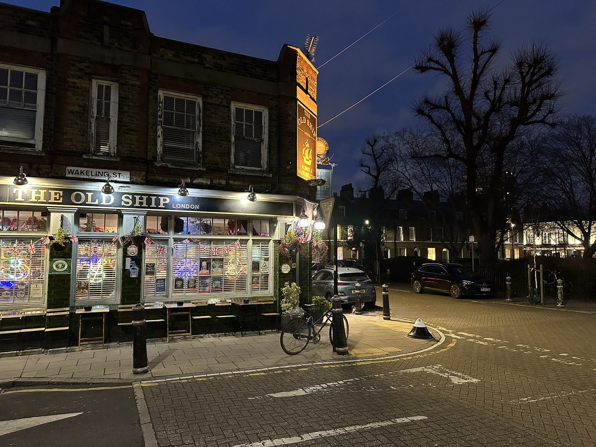 And now I’m here at one of my favourite pubs. The Old Ship in Limehouse. On the corner of a square (the square that was the inspiration for Albert Square on Eastenders) it stands opposite The Queen’s Head pub on the other corner. If you’ve ever seen the photo of The Queen Mother