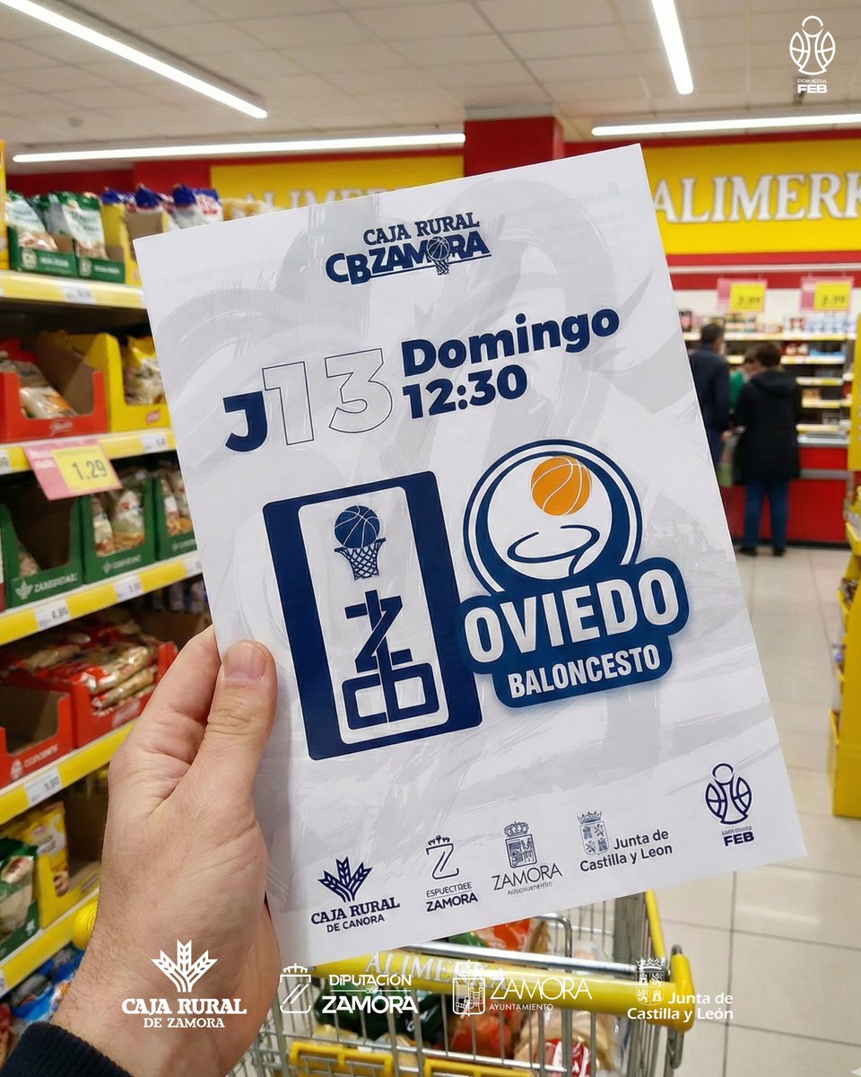 ClubBZAMORA's tweet photo. 𝙎𝙪𝙥𝙚𝙧𝘿𝙤𝙢𝙞𝙣𝙜𝙤 de 𝙎𝙪𝙥𝙚𝙧𝙋𝙖𝙧𝙩𝙞𝙙𝙤

🟡 Unidos por nuestro supermercado favorito: @alimerka  🟡

Además, habrá alguna sorpresa… y algún reencuentro especial 👀
Mantente atent@, porque tenemos alguna sorpresilla.
🎫 Mejores asientos ya a la venta en #SedeVirtual

🏆Jornada 13
🏠 Domingo 21 de Diciembre
🆚 #Alimerka @oviedocb 
⏱️ 12:30
📌 Pabellón Ángel Nieto

🔁💰¡Recuerda! Si no puedes ir al partido, libera tu asiento desde la App y recibe 5€ de crédito si tu plaza es vendida.

💚 Canal WhatsApp | https://t.co/wBQthIkosd

#CBZamora #CajaRuralCBZamora #Zamora #Baloncesto #PrimeraFEB