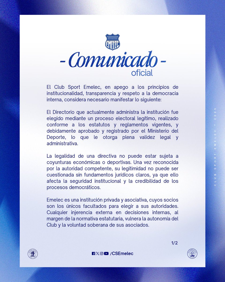 CSEmelec's tweet image. 📄 Comunicado oficial.
