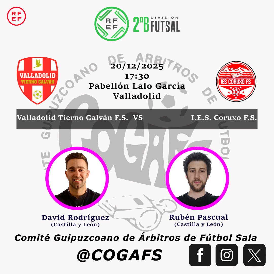 CoGAFS's tweet photo. 📄 Designaciones | 2ª División B | Grupo 1 | Jª 15

#futsal #aretofutbola #futsalreferee #referee #arbitro #arbitra #ctafs #rfef #designaciones #quenotelocuenten #cogafs https://t.co/ZCCIEdqynD