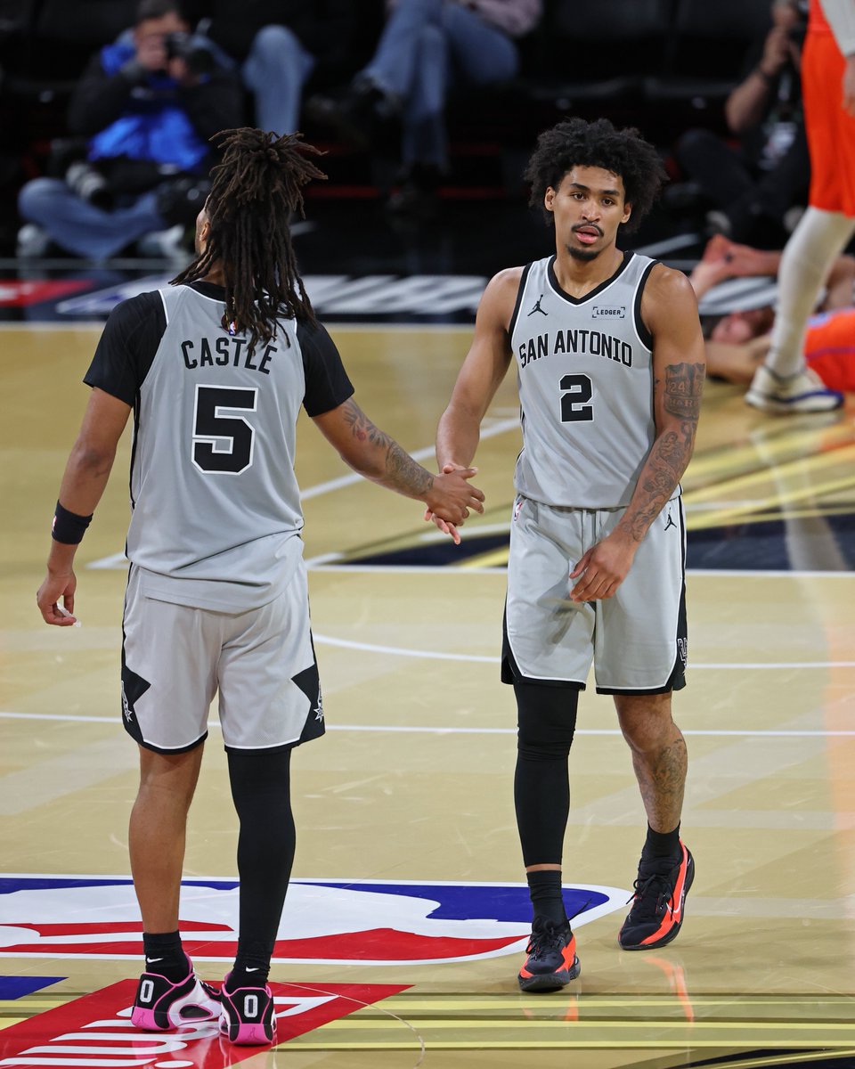 POISED FOR THE MOMENT: 2024-25 Kia NBA Rookie of the Year Stephon Castle and rookie No. 2 overall draft pick Dylan Harper shined as the two youngest players on the court in the Emirates NBA Cup Championship. Castle, 21, set a Cup Championship record with 12 assists while adding