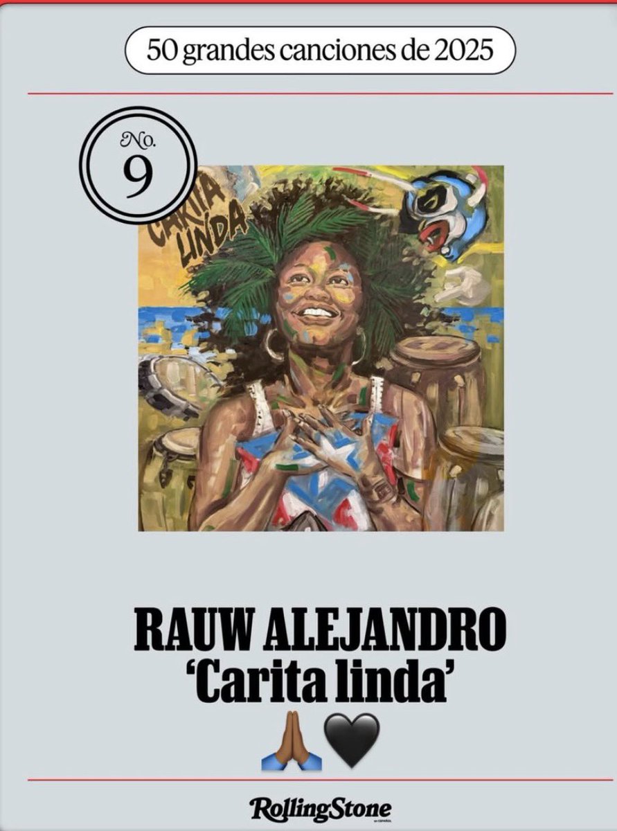 Carita Linda de Rauw Alejandro es considerada por <a href="/RollingStone/">Rolling Stone</a> como la 9na de las 50 más grandes canciones del 2025 💙🪘💃🏽