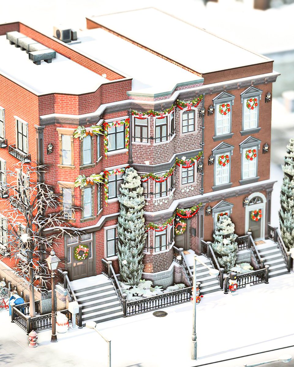 Sims 4 NYC Brownstone Apartments (No CC) 🎄
This residential rental has 4 apartments, each designed for different types of Sims to enjoy (or survive 😅) the festive season.
🎥 Speedbuild available
📥 ID: Create4Sims 🎁

#eapartner #sims4
