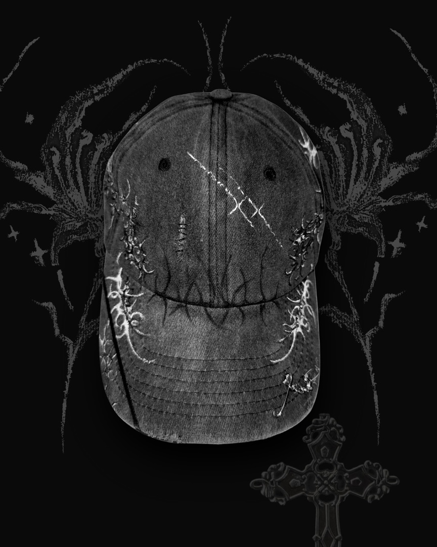 art_ryu_'s tweet photo. 1of1 𝖘𝖙𝖆𝖗𝖋𝖆𝖑𝖑 cap
⁺‧₊⋆♱⋆₊‧⁺
Washed out grey
Distressed with steel pins

#gothiccap #1of1clothing #handpaintedcap #customcap #customclothing #customcaps #customizedcap #customizedclothing #handpaintedjacket #gothgirl #gothicfashion #darkw… https://t.co/Rq498mz2zi https://t.co/6LD3n3gffJ