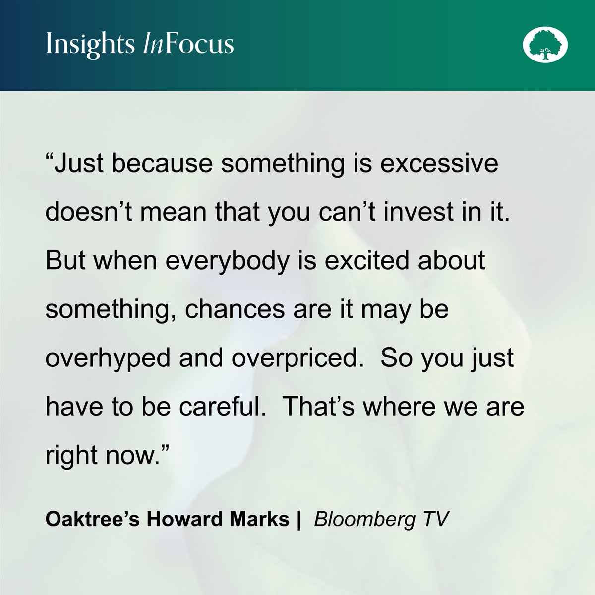 ICYMI: <a href="/HowardMarksBook/">Howard Marks</a> recently joined <a href="/Bloomberg/">Bloomberg</a> Surveillance to discuss #AI and his latest memo, Is It a Bubble?

Read the memo: bit.ly/3XWVJAW
Watch the interview: bit.ly/48PbBKA

#AlternativeInvesting #InsightsInFocus