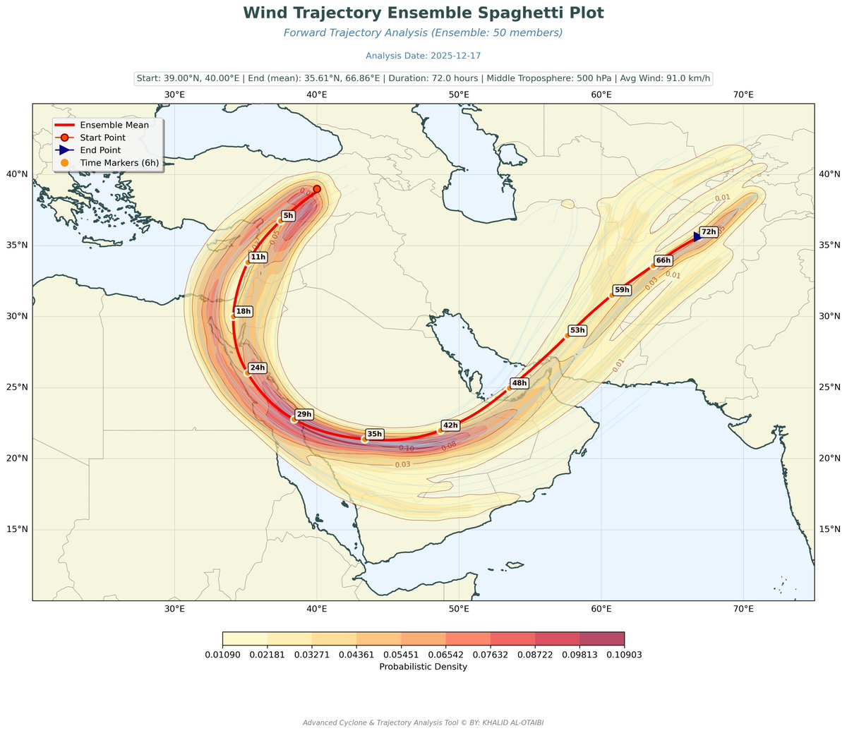 قمت بتنفيذ هذا العمل لإيضاح توقعات "الرياح الجوية المحيطة بهذا المنخفض الجوي النادر".

هذا تدفق الرياح عند 500hpa وهو متعمق بشدة - النشرة عبر النموذج GFS إصدارة الإنسامبل التي طورتها - حجم أعضاء التنبؤ التكراري 50 - المشروع العلمي

المعذرة .. اللياقة عندي منخفضة كثيرا هذه الأيام