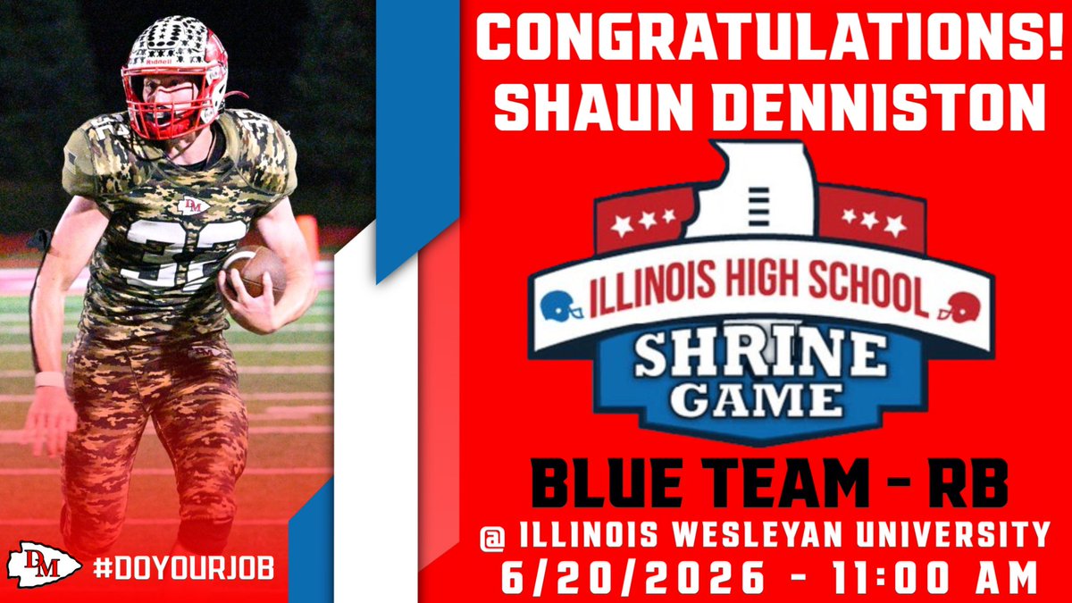 DCM_Football's tweet image. We are blessed to be able to share that Senior @DCM_Chiefs Shaun Denniston has been selected to play in this year’s @ilshrinegame 💪🏻

Congratulations Shaun 🔥

ilshrinegame.com/Players/Blue-T…

#DoYourJob