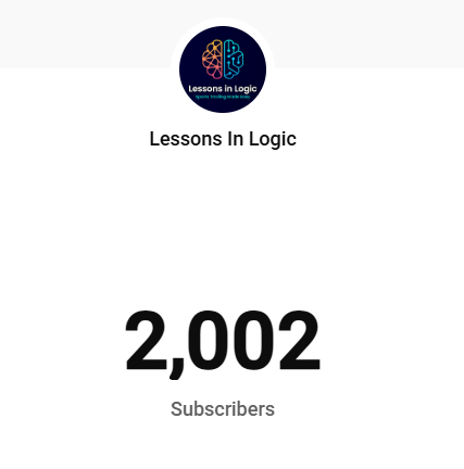 LessonsInLogic_'s tweet image. About a month ago, I set a target of hitting 2k Youtube subscribers before the end of the year. Today I have hit the target with 2 weeks to spare.

Thank you all so much and hello to the new subscribers. Now on to 3,000