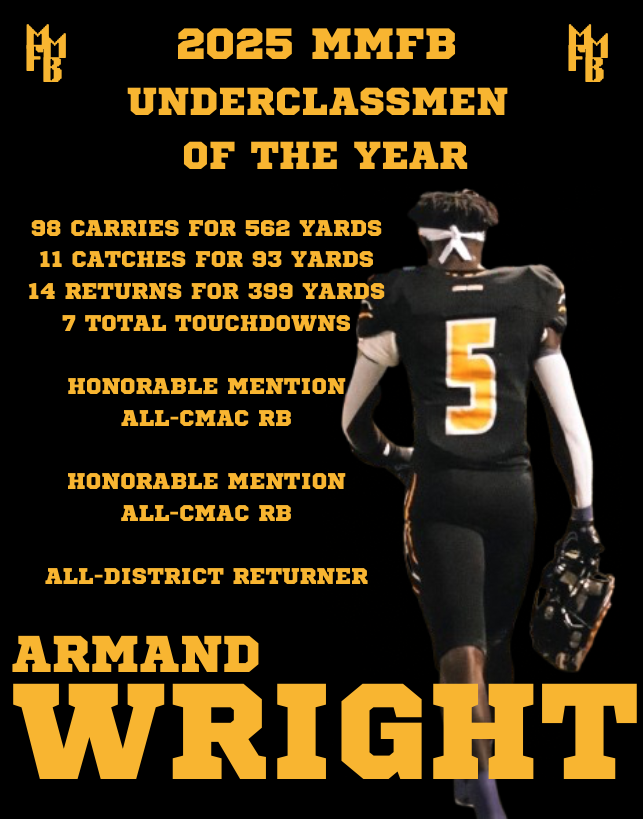 MidMOHSFB's tweet image. 2025 MMFB Underclassmen of the Year
🏆 Armand Wright, Smith-Cotton 🏆

@ArmandWright05 @scfootball