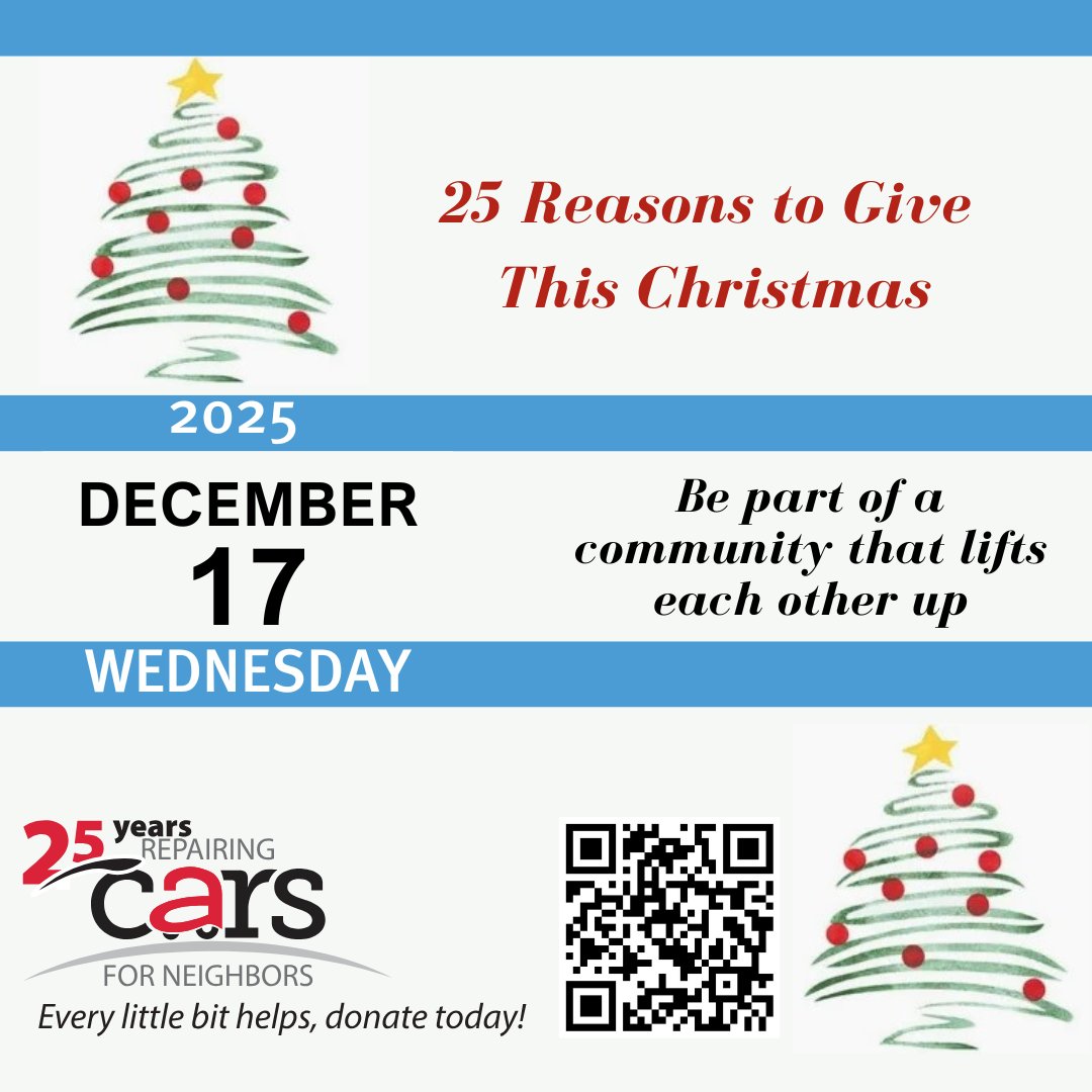CarForNeighbors's tweet image. 25 Reasons to Give —Reason 17: Be part of a community that lifts each other up. Your kindness fuels real stories of stability, opportunity, and hope. 🚗✨ Give now: bit.ly/3P3OqmK  

#GiveHope #ReasonsToGive #HandUp #TogetherWeCan