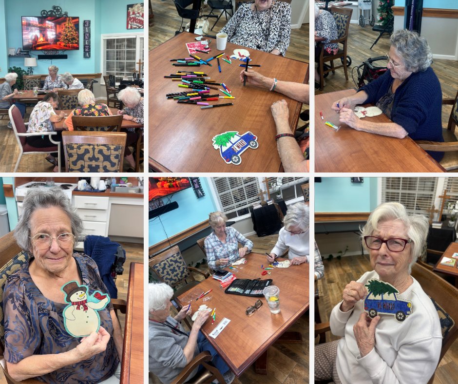 AE Valerie Keith (Ardmore, OK) made #Christmasornaments with residents at the Lodge of Ardmore Village! 🎄 "They thanked me so many times, telling me that they appreciated me just spending time and coloring with them," she said. ❤️ #holidayfun #tistheseason #christmascrafts