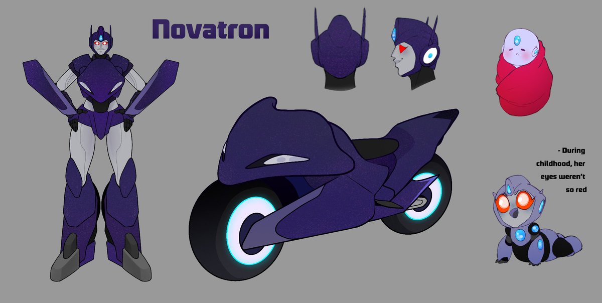 LULUKRLLL's tweet image. Novatron is the eldest daughter of Optimus and Megatron, born on Cybertron before the war. She never had a specific side, she didn't cope well with her parents' separation, and her love for her father was great. 

#TransformersOc #EarthSpark #MegOp