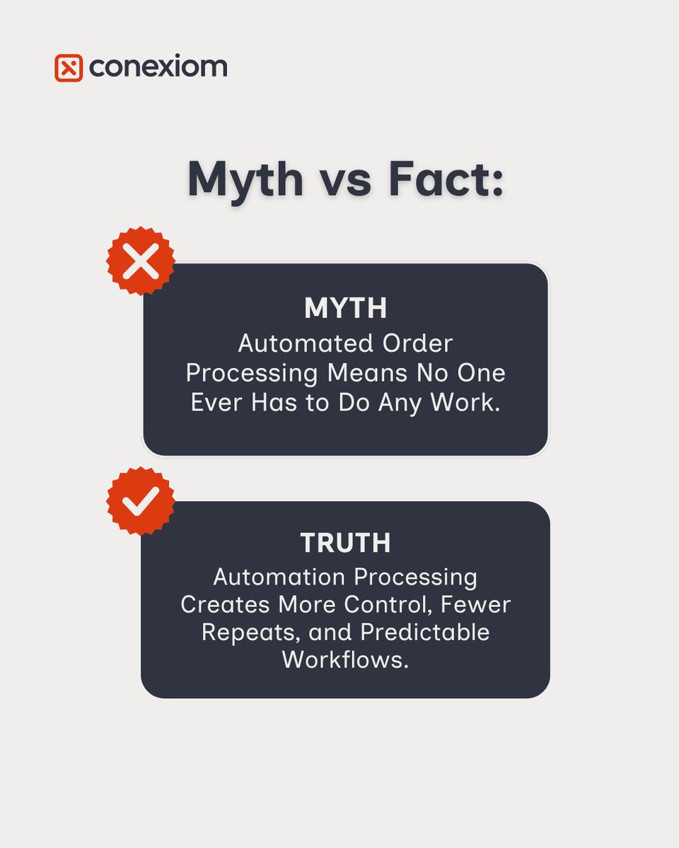ConexiomAI's tweet image. End-to-end order automation isn’t magic. It’s discipline.

Extract the data.
Validate it against your ERP.
Shrink the repeating exceptions.

How much of your volume could actually run straight through? #SalesOrderAutomation #OrderAutomation