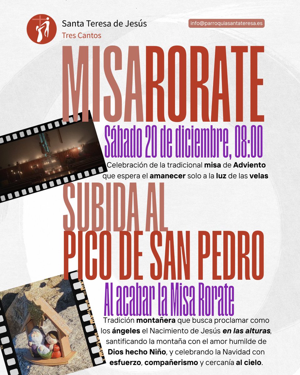 Imagina un sábado diferente: celebrar la "Misa Rorate" al amanecer y llevar al Niño Jesús hasta el Pico de San Pedro. No es una excursión más: es anunciar desde las alturas Dios se ha hecho Carne. Este sábado a las 8:00  ¿Seguirás abajo o subirás con nosotros? #HaciaLoAlto