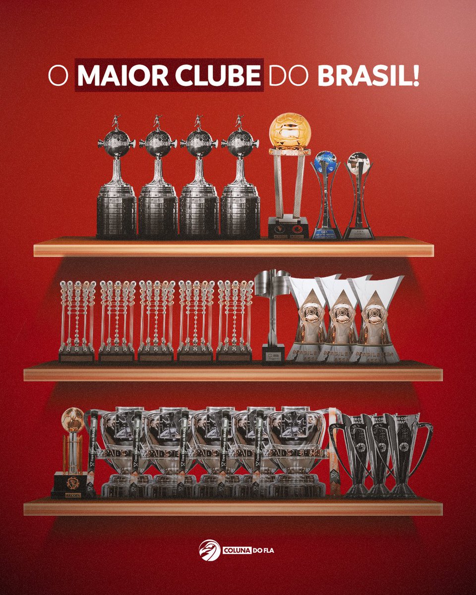 ColunadoFla's tweet image. 🏆 Libertadores
🏆 Brasileirão
🏆 Carioca
🏆 Supercopa

Sala de troféus cheia. Nenhum clube do Brasil chega aos pés do Flamengo. O MAIOR DE TODOS! ❤️🖤