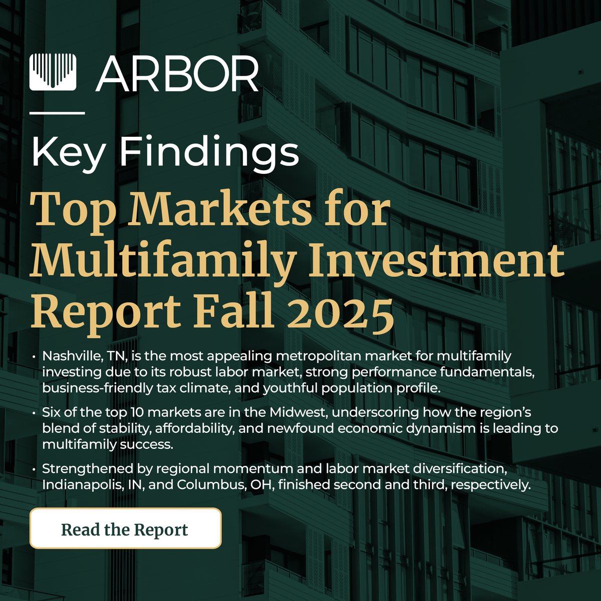 arbor1's tweet photo. Market knowledge is a game-changer. Arbor’s latest Top Markets for Multifamily Investment Report highlights today’s top locations for capital deployment.
Read the report: https://t.co/7mqaBM2Sf6
#ArborResearch @Chandanomics #Multifamily #CRE https://t.co/UglOlOTahg
