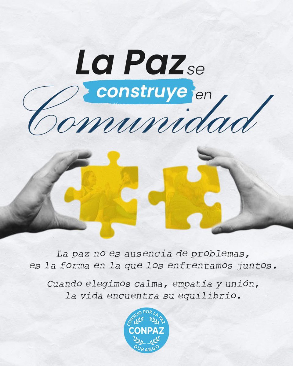 ConsejoPazDgo's tweet image. La verdadera paz no significa que todo sea perfecto… significa que sabemos caminar juntos incluso cuando hay retos 🤝✨

Cuando dialogamos, escuchamos y buscamos soluciones en comunidad, los problemas se vuelven más ligeros y el camino más claro.