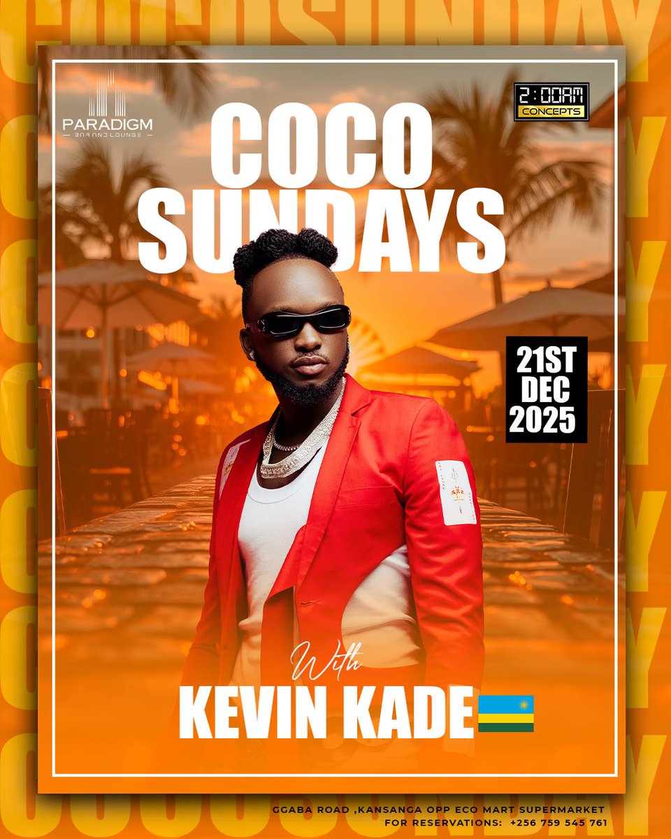 Paradigmkla's tweet photo. Rwanda meets Coco Sunday 🇷🇼🔥
Kevin Kade performing LIVE this 21st December!
You don’t want to miss this 🎤 #CocoSundays #Paradigmkla https://t.co/2JADiRqo2O