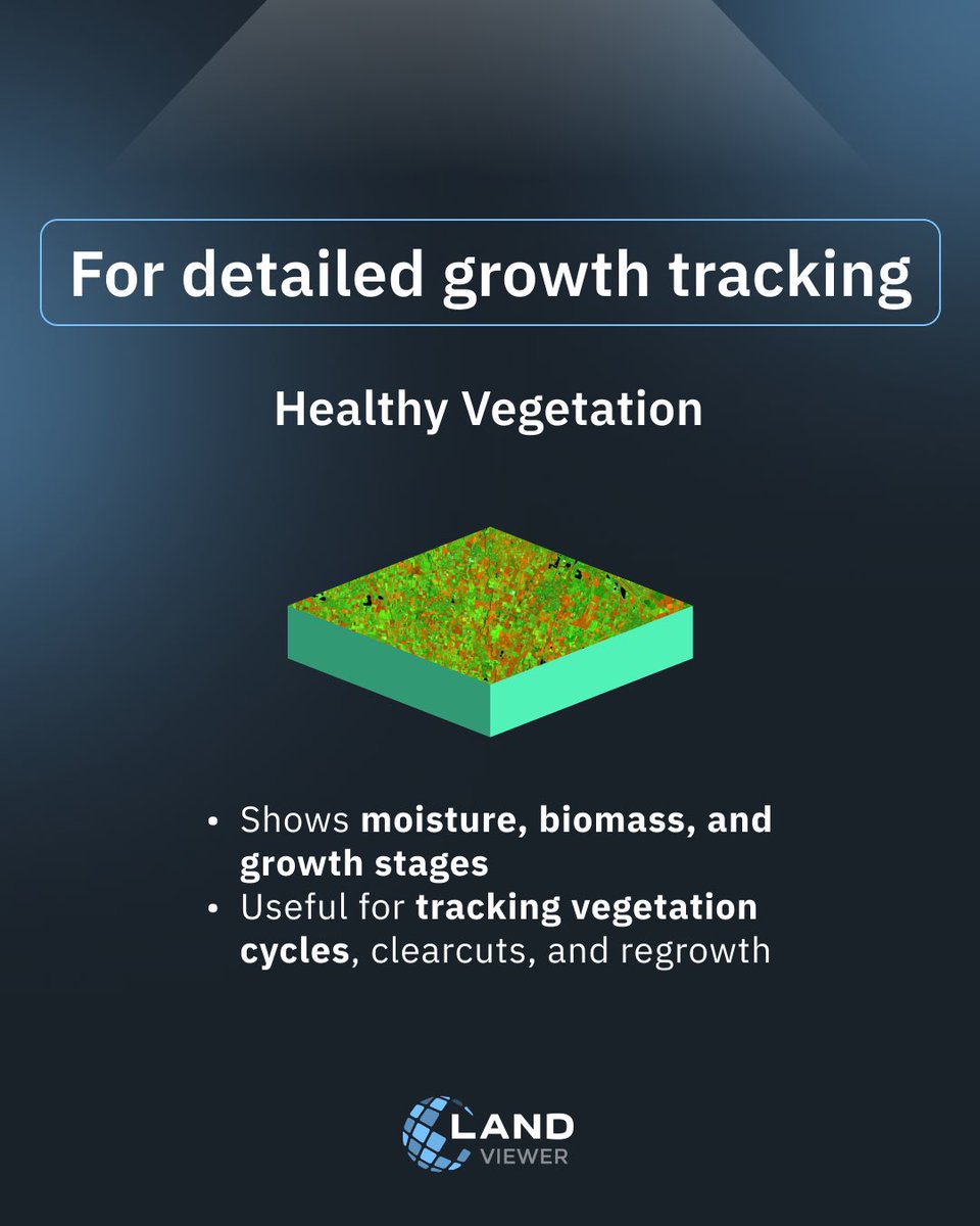 EOSDALandViewer's tweet image. In #EOSDA LandViewer, you can look at vegetation using several indices at once 👉
All these indices are available in EOSDA #LandViewer: bit.ly/3KUrnMk
If none of the standard options fit your task, you can also create a custom index tailored to your specific conditions.