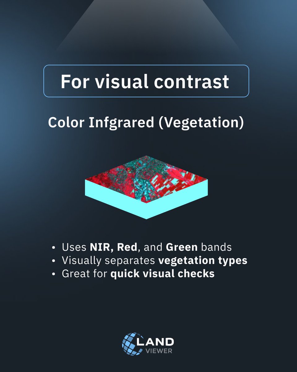 EOSDALandViewer's tweet image. In #EOSDA LandViewer, you can look at vegetation using several indices at once 👉
All these indices are available in EOSDA #LandViewer: bit.ly/3KUrnMk
If none of the standard options fit your task, you can also create a custom index tailored to your specific conditions.