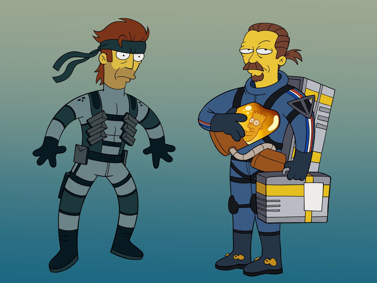 alphahat05's tweet image. Practicing drawing in The Simpsons style with Kojima's sons