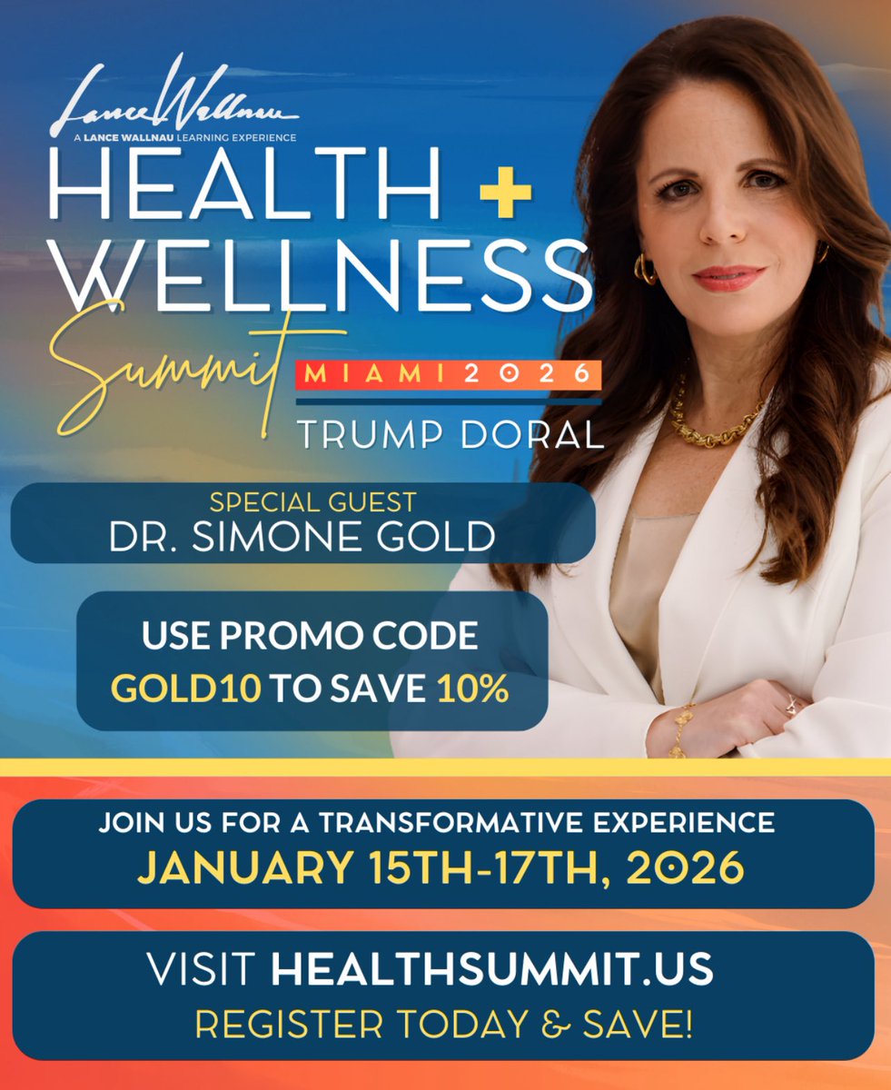 drsimonegold's tweet image. I’ll be speaking at the Health + Wellness Summit in Miami this January at Trump Doral. I’ll address medical freedom, informed consent, and the future of ethical medicine.

Date: January 15–17, 2026
healthsummit.us
