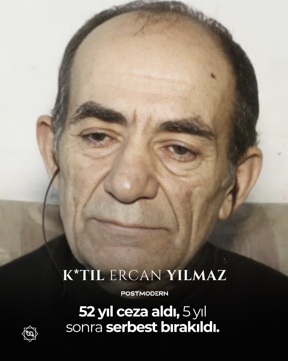 KAT*L ARAMIZDA • Fotoğraftaki şahıs, k*til ve ist*smar faili Ercan Yılmaz. Öz kızlarına (3) yönelik c*nsel istismardan 22 yıl, 4 yaşındaki üvey kızını parçalara ayırarak kasten ö*ld*rmekten 30 yıl hapis cezasına mahkum edildi. 

52 yıl hapis cezası alan şahsın, 5 yıl sonra