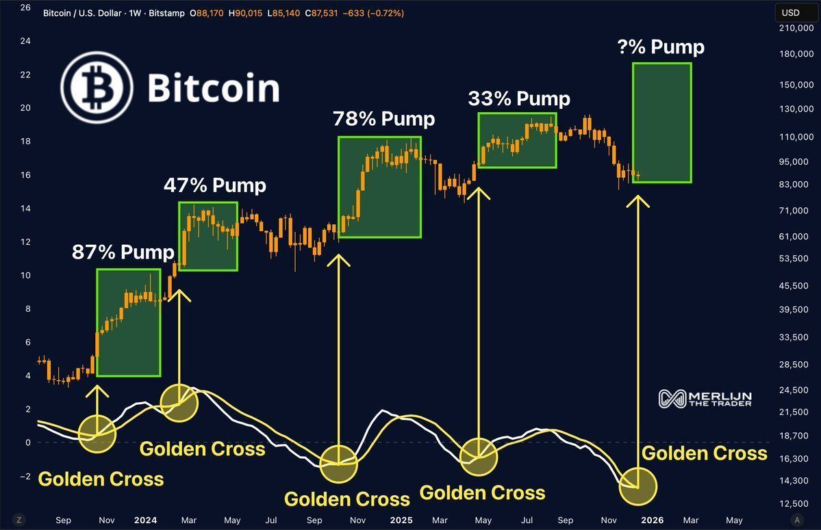 🔥 BITCOIN FLASHES FRESH GOLDEN CROSS Bitcoin has just experienced its  fifth 