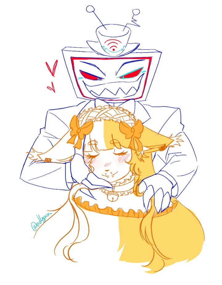 Mothbunnie's tweet photo. Commissioned odlyx_ (TT) to draw my yumeship ($11) :3.
#VOX #HazbinHotelVox #yumetwt #yumeship #Commission #Shipart #Oc . https://t.co/PNrquKSmO9
