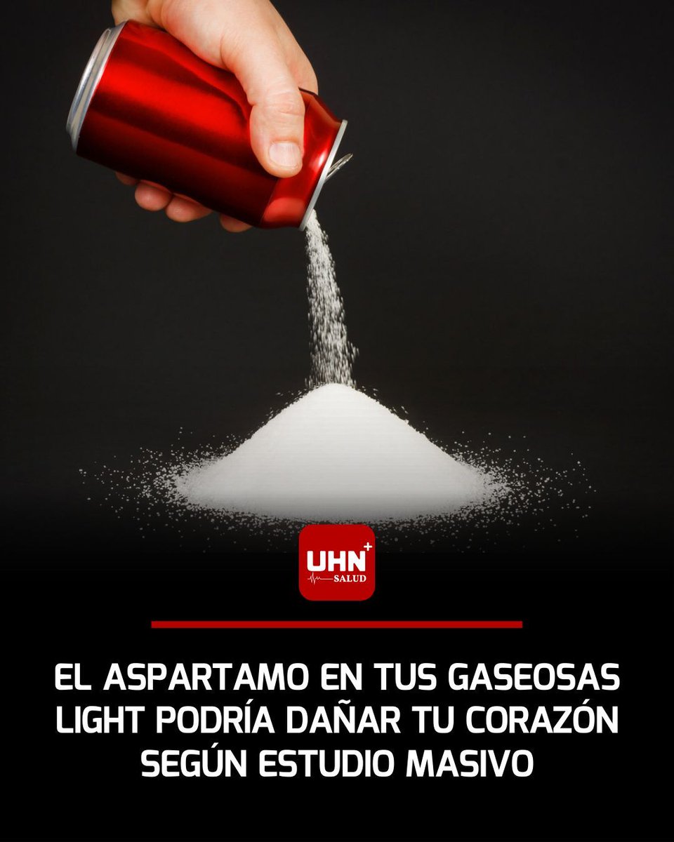 🩺‼️ | El aspartamo —presente en miles de golosinas, gaseosas light y productos "sin azúcar"— podría aumentar el riesgo de enfermedades cardiovasculares, incluyendo accidentes cerebrovasculares y eventos coronarios, incluso en consumos moderados dentro de los límites permitidos