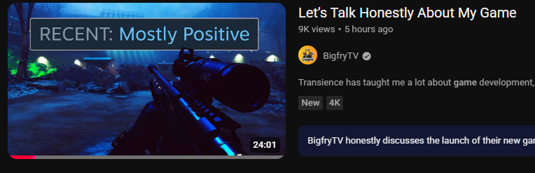 Stormco_'s tweet photo. I think you guys have done a great job with your first jump into the genre but showing "Mostly Positive" in your thumbnail when it's actually at Mixed is misleading. @BigfryTV https://t.co/wcs66kYnK9