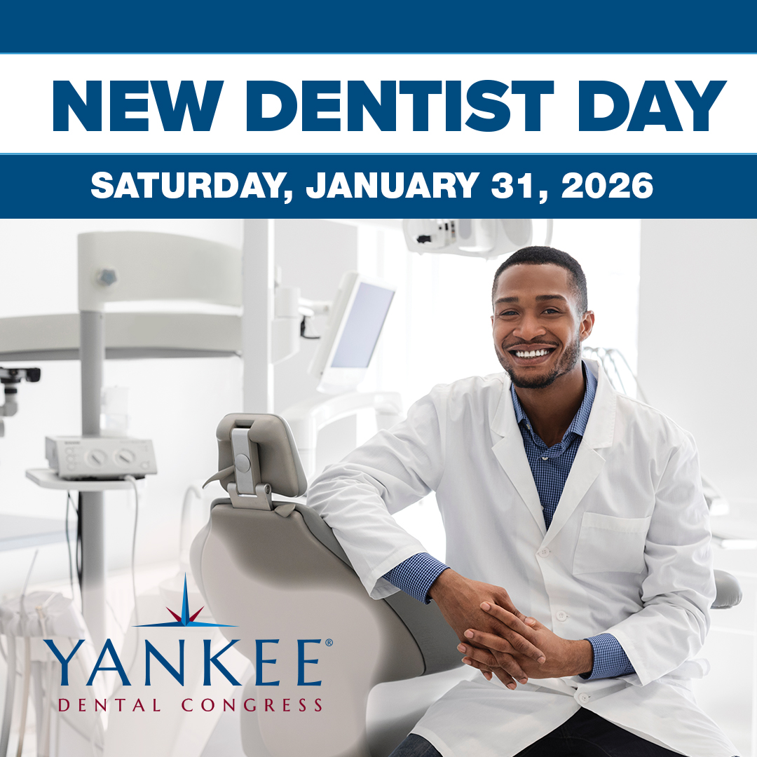 MassDental's tweet image. Calling all early-career dentists! Join us at Yankee Dental Congress 2026 on Saturday, January 31, for New Dentist Day from 9:00 am to 3:00 pm. Sessions will be running all day on a variety of topics. For just $89, you'll earn 5 CE credits. Learn more at ow.ly/Lx3450XKY1f.
