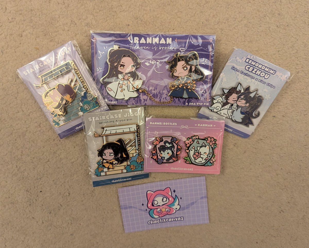 ConinaUK's tweet photo. Pin and sticker delivery from @chaotixcanvas today! Both versions of Staircase Jiggy are just too funny (sorry Jgy, don't come for me!)
#mxtx #mdzs #tgcf #svsss #QJJ #WangXian #HuaLian #BingQiu #CeZhou #OCPBBD https://t.co/Dq3FWFssd7