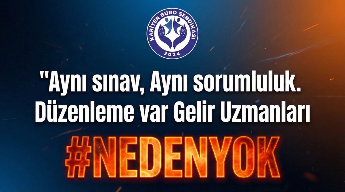 📌666 KHK sonrası Gelir Uzmanlığı kadrosu, eş değer uzmanlıklarla kıyaslandığında mali ve sosyal haklar bakımından geri bırakılmıştır

📌Bu durum kariyer sistemini zedelemektedir

<a href="/RTErdogan/">Recep Tayyip Erdoğan</a> <a href="/_cevdetyilmaz/">Cevdet Yılmaz</a> <a href="/mustafaelitas/">Mustafa Elitaş</a>  <a href="/memetsimsek/">Mehmet Simsek</a> <a href="/mehmedmus/">Dr. Mehmet Muş</a>
<a href="/ilhan_hatipoglu/">Dr. İ. İlhan Hatipoglu</a>

#nedenyok