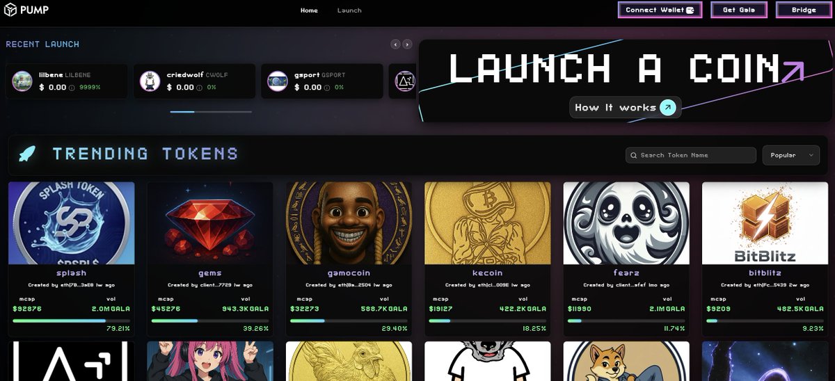 The next evolution of GalaPump is coming!
pump.gala.com

Over the next few weeks, we are rolling out powerful new features designed to give creators more control and more ways to grow 💪

What’s coming:
• Pre-sale launches
• Live streaming with chat for all creators