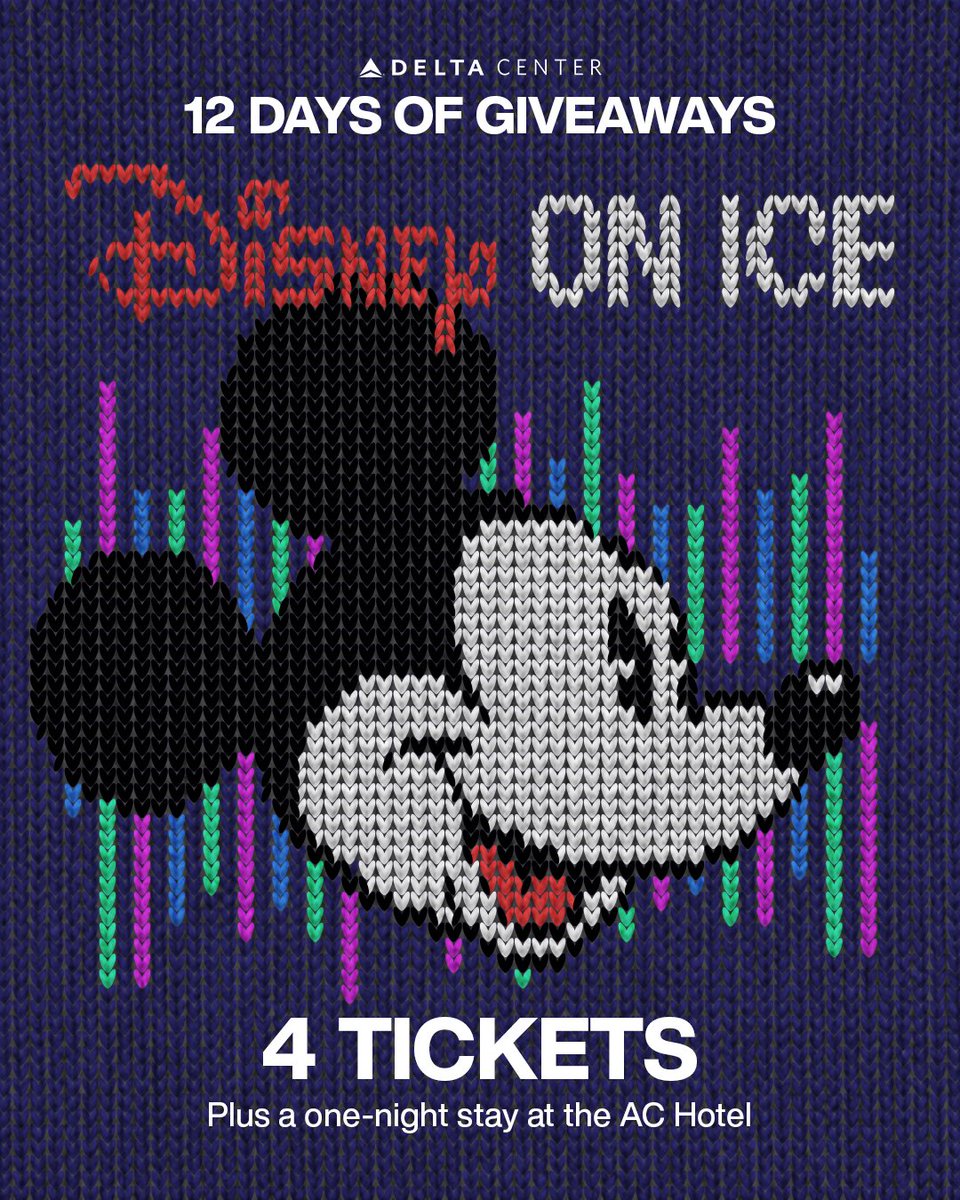 deltacenter's tweet image. 𝗗𝗔𝗬 𝟭𝟬: Win four tickets to @DisneyOnIce presents Let's Dance on March 5, PLUS a one-night stay at the AC Hotel SLC!

To enter:
1️⃣Follow @deltacenter
2️⃣RT
3️⃣Tag a friend

*The winner will be DM'd on 12/19.