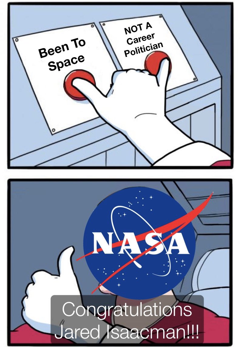 SpaceByStorm's tweet photo. @jeff_foust Congratulations @rookisaacman youโre going to ROCK captaining the helm of @NASA!!! Next stop our future in space! ๐๐๐ฅ๐ฅ๐ฅ #isaacman #nasa https://t.co/4fub9Y7M9m