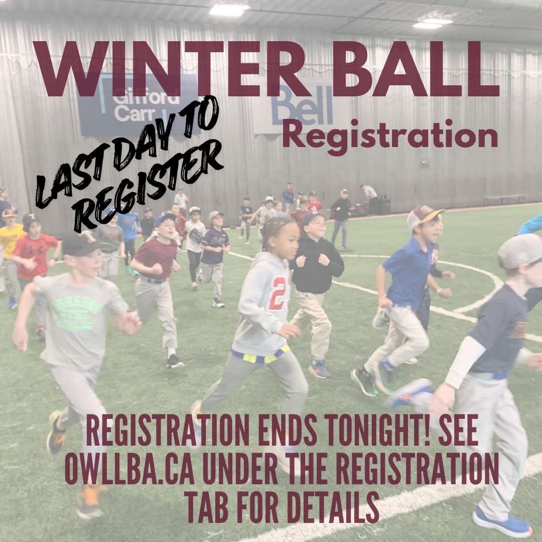 OWLLD2's tweet image. Today is the LAST DAY for winter ball registration - details at owllba.ca/Pages/1300/202…