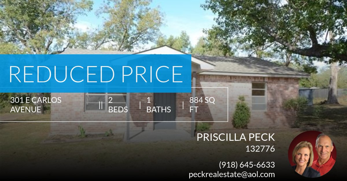PeckRealtyGroup's tweet photo. 📍 Reduced Price 📍 This recently reduced home at 301 E Carlos Avenue in Bristow won't last long, so, don't wait to set up a showing! Reach out here or at (918) 645-6633 for more information!

Priscilla Peck
... https://t.co/We1x8SoAsQ https://t.co/HHdNfsWUIP
