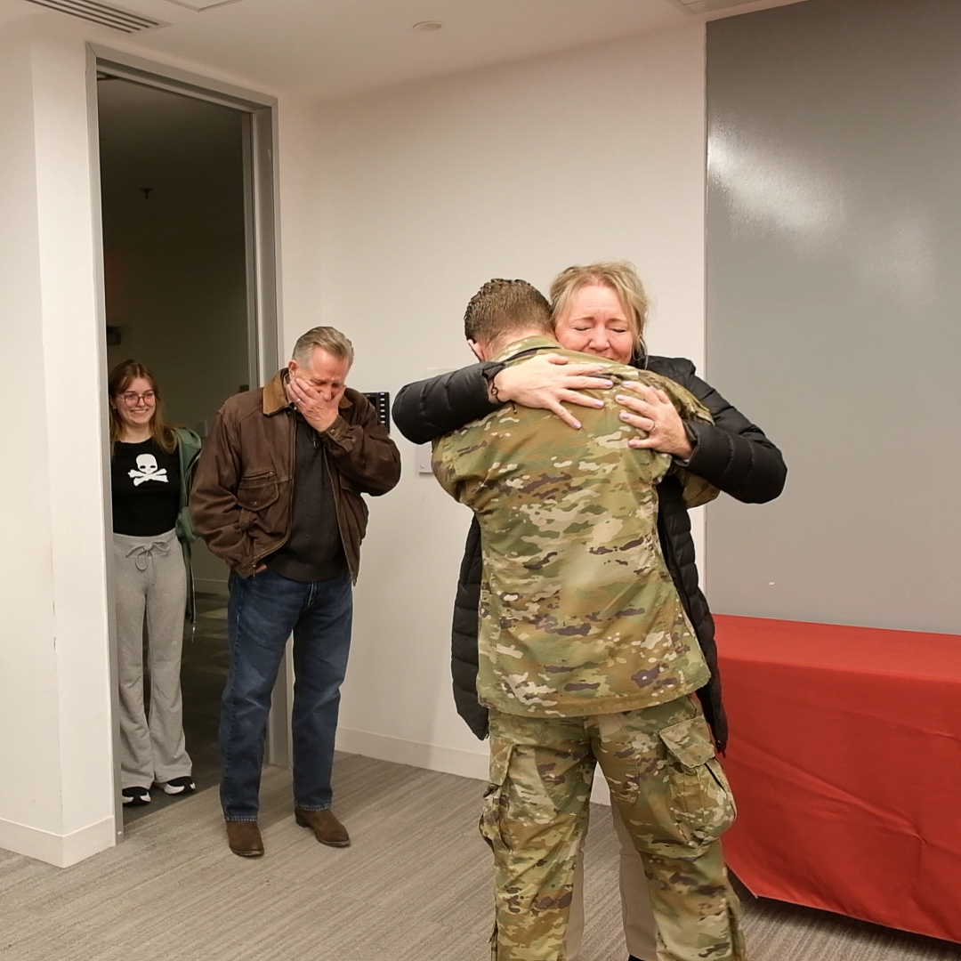 RedCross's tweet image. What started as a volunteer event to support our military turned into a heartwarming holiday homecoming. 

U.S. Army Pfc. Patrick Konczal hadn’t seen his family in 18 months. Stationed in Korea, last year was the first Christmas he and his family spent apart.

“When you’re far…