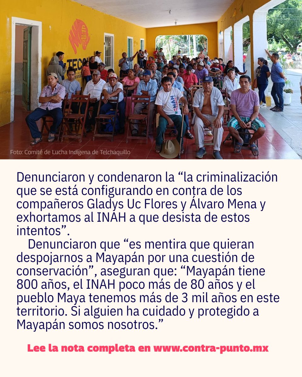 Defensores del territorio y organizaciones peninsulares alzaron la voz en Yucatán para rechazar la expropiación de tierras en Mayapán, denunciando una nueva amenaza al patrimonio indígena y al derecho colectivo sobre el territorio. La defensa sigue en pie.

🔗Lee más aquí: