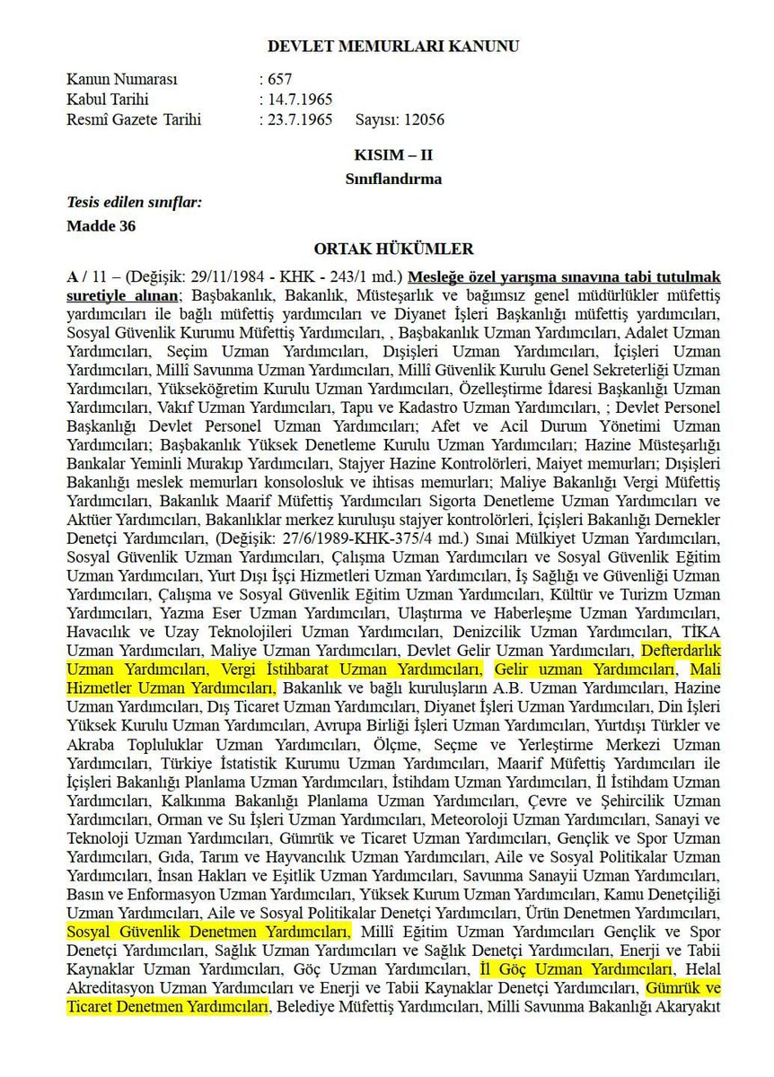 Kariyer mesleklerin tamamı 657 sayılı DMK'da var ancak 375 sayılı KHK 3 sayılı cetvelde
#nedenyok
<a href="/_cevdetyilmaz/">Cevdet Yılmaz</a> <a href="/memetsimsek/">Mehmet Simsek</a> <a href="/mehmedmus/">Dr. Mehmet Muş</a> <a href="/mustafaelitas/">Mustafa Elitaş</a>