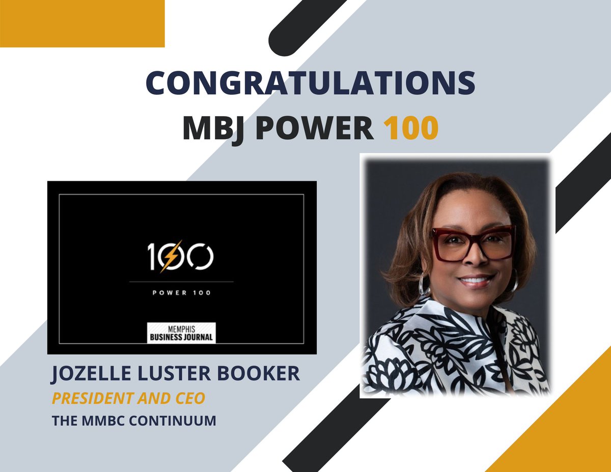 continuumedf's tweet photo. Congratulations to President &amp; CEO Jozelle Booker on being named one of Memphis Business Journal's Power 100 for your leadership and passion to transform and impact the community through economic development. https://t.co/jwzCaXCF25