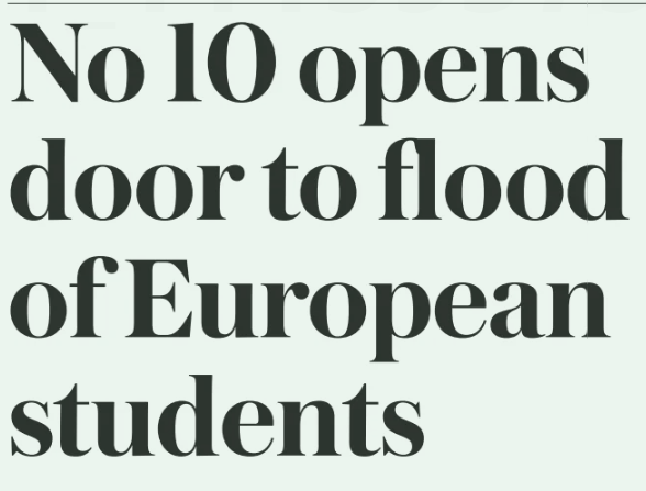 How the Daily Telegraph covers Britain being part of ERASMUS again. Shameful. I have nothing but contempt for this type of non-journalism. Not a thought for UK students wanting to experience student life in Europe. The end is nigh for this rag, can't even use it as loo paper now.