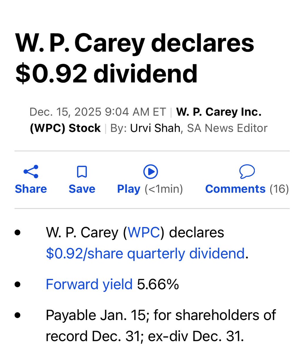 ComunInversion's tweet image. Casi se me pasa este incremento de divi de $WPC

Lo sube:
+1,1% vs el trimestre anterior
+4,6% vs el año anterior

Gracias, $WPC