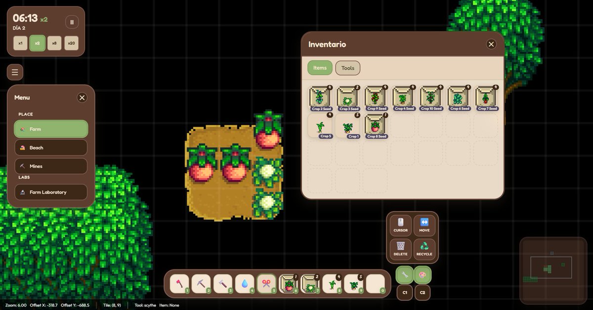 ArkkyDev's tweet image. Before → After 🌱
@Sprout_Lands  art migration WIP!

#gamedev #pixelart #cozygames